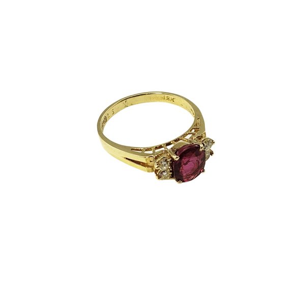 Vintage 18 Karat Yellow Gold Ruby and Diamond Ring Size 4.75 #11649 - Picture 4 of 10
